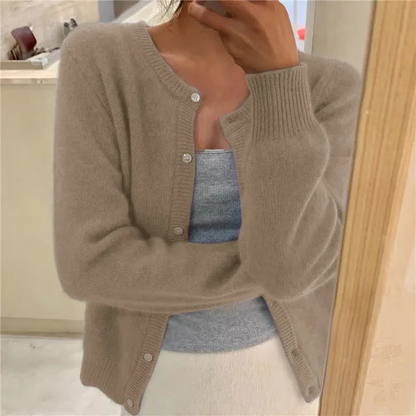 Emma | Effen kleur gebreid damesvest