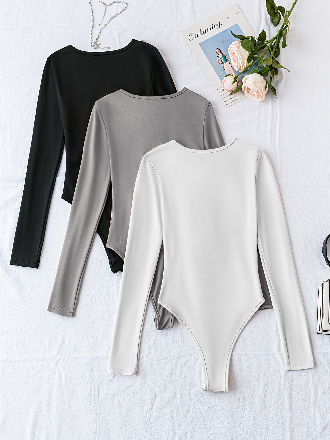 Set van 3 Casual Bodysuits met Lange Mouwen en Ronde Hals – Comfort en Stijl in Eén! Perfect voor Lente en Herfst. Gemaakt van Hoogwaardige Katoenmix. Shop Nu! afbeelding 9