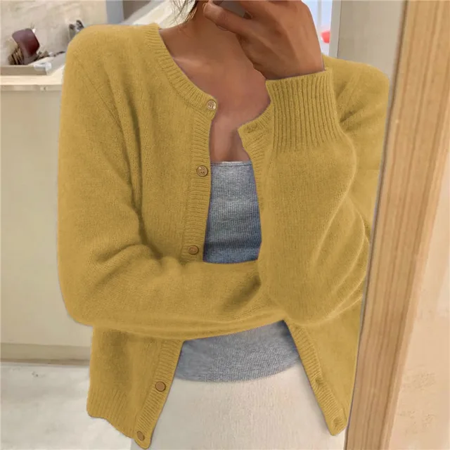 Emma | Effen kleur gebreid damesvest
