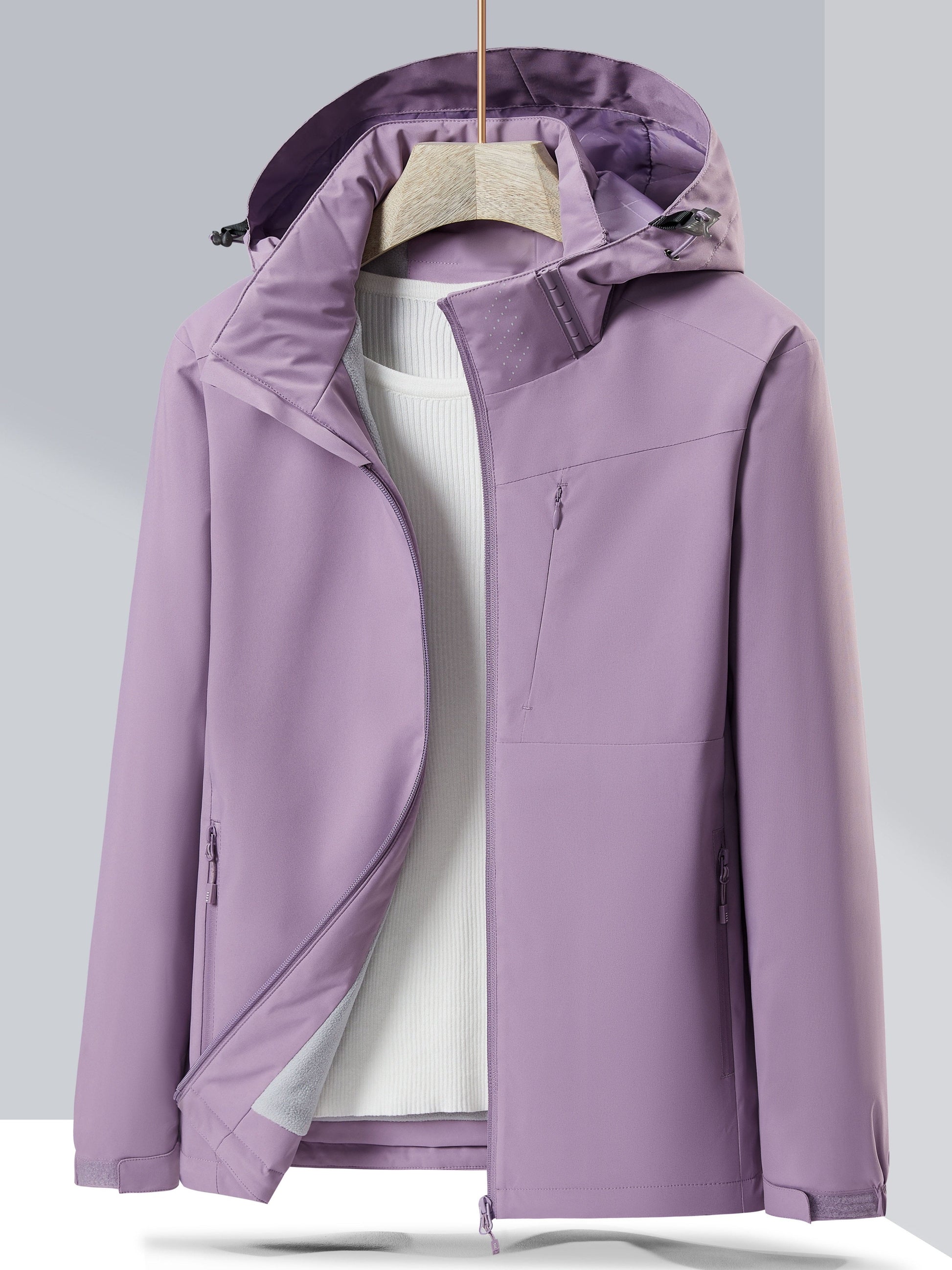 Wind- en Waterdicht Outdoorjack met Polarfleecevoering en Capuchon | Bescherming en Comfort voor Buitenavonturen afbeelding 2