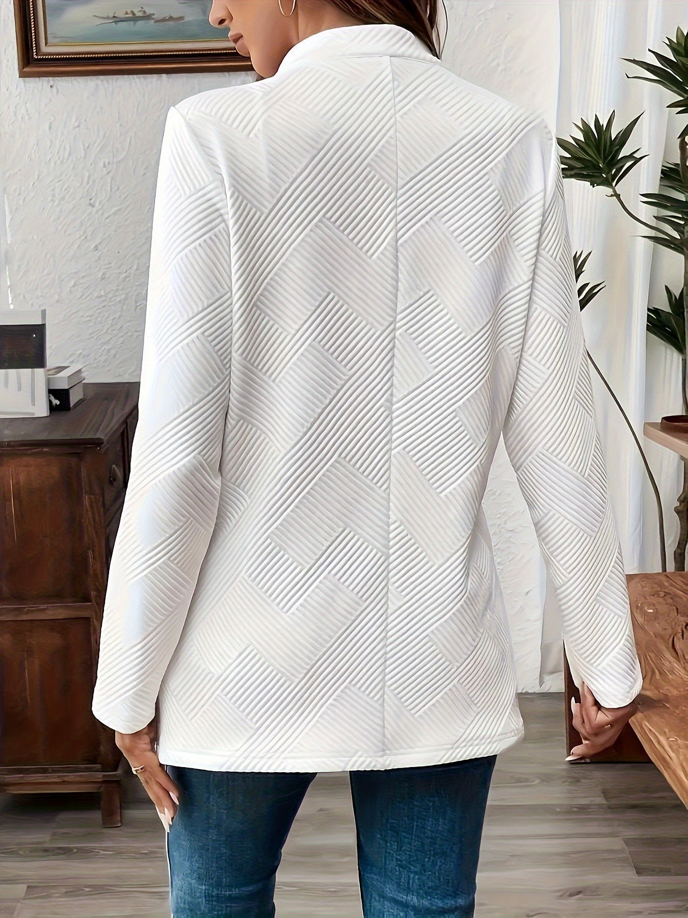 Trendy open front blazer van katoenmix: perfect voor lente & herfst! afbeelding 7