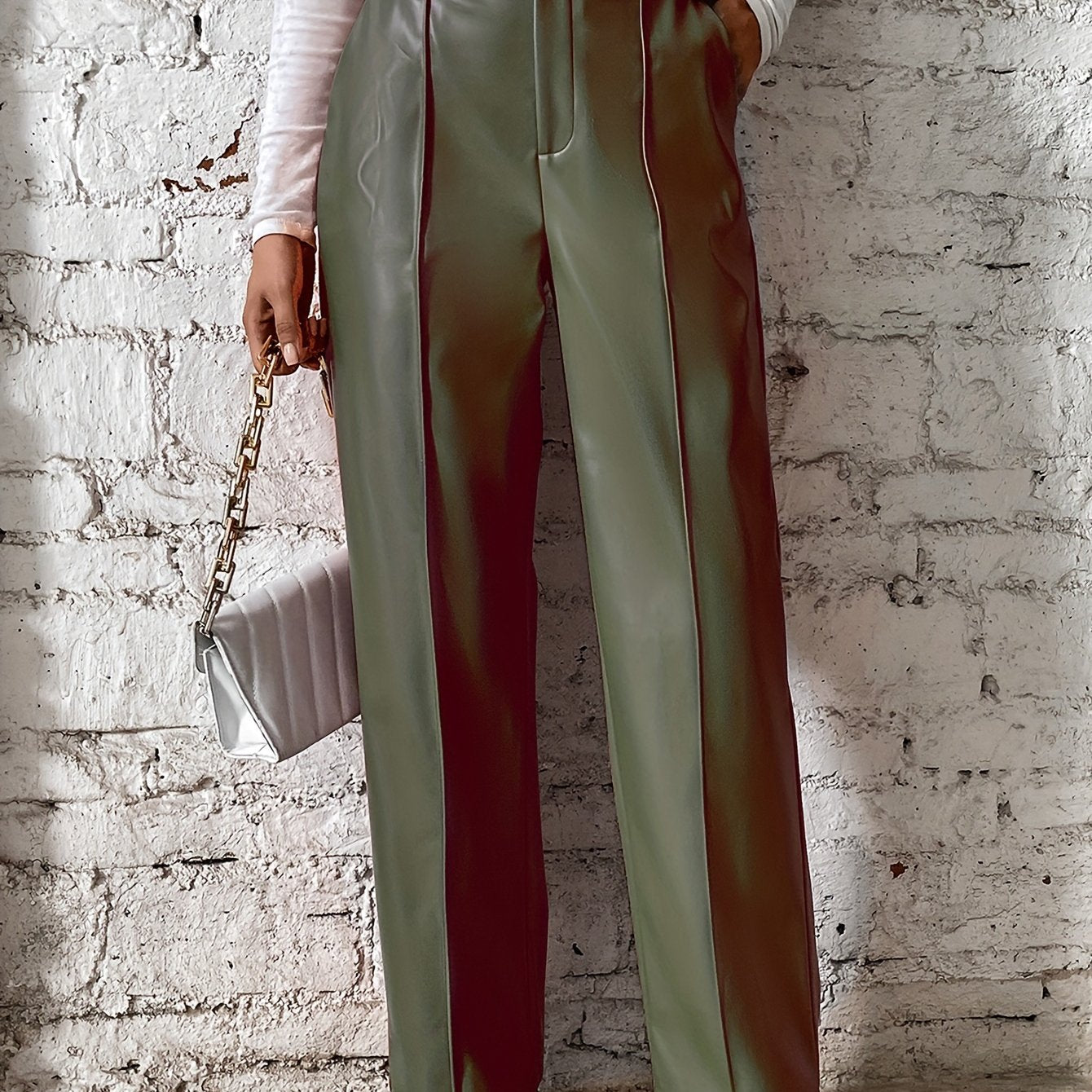 Stijlvolle hoge taille broek van katoenmix met luxe details | Perfect voor herfst en winter | Shop nu! afbeelding 15