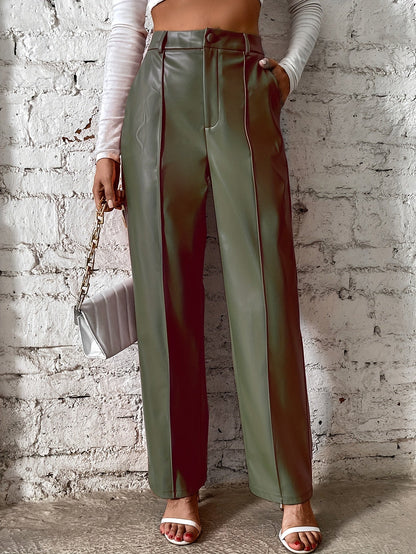 Stijlvolle hoge taille broek van katoenmix met luxe details | Perfect voor herfst en winter | Shop nu! afbeelding 2
