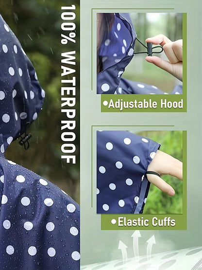 Stijlvolle Regenponcho-Jack: Klassieke Stippenprint van Katoenmix | Lente & Zomer Beschermd Tegen Regen | Lichtgewicht & Ademend met Ritssluiting afbeelding 10