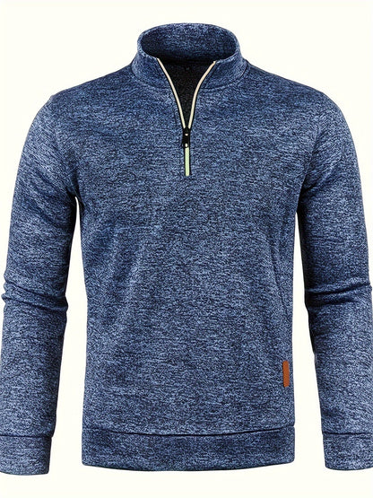 Heren fleece trui met halsrits