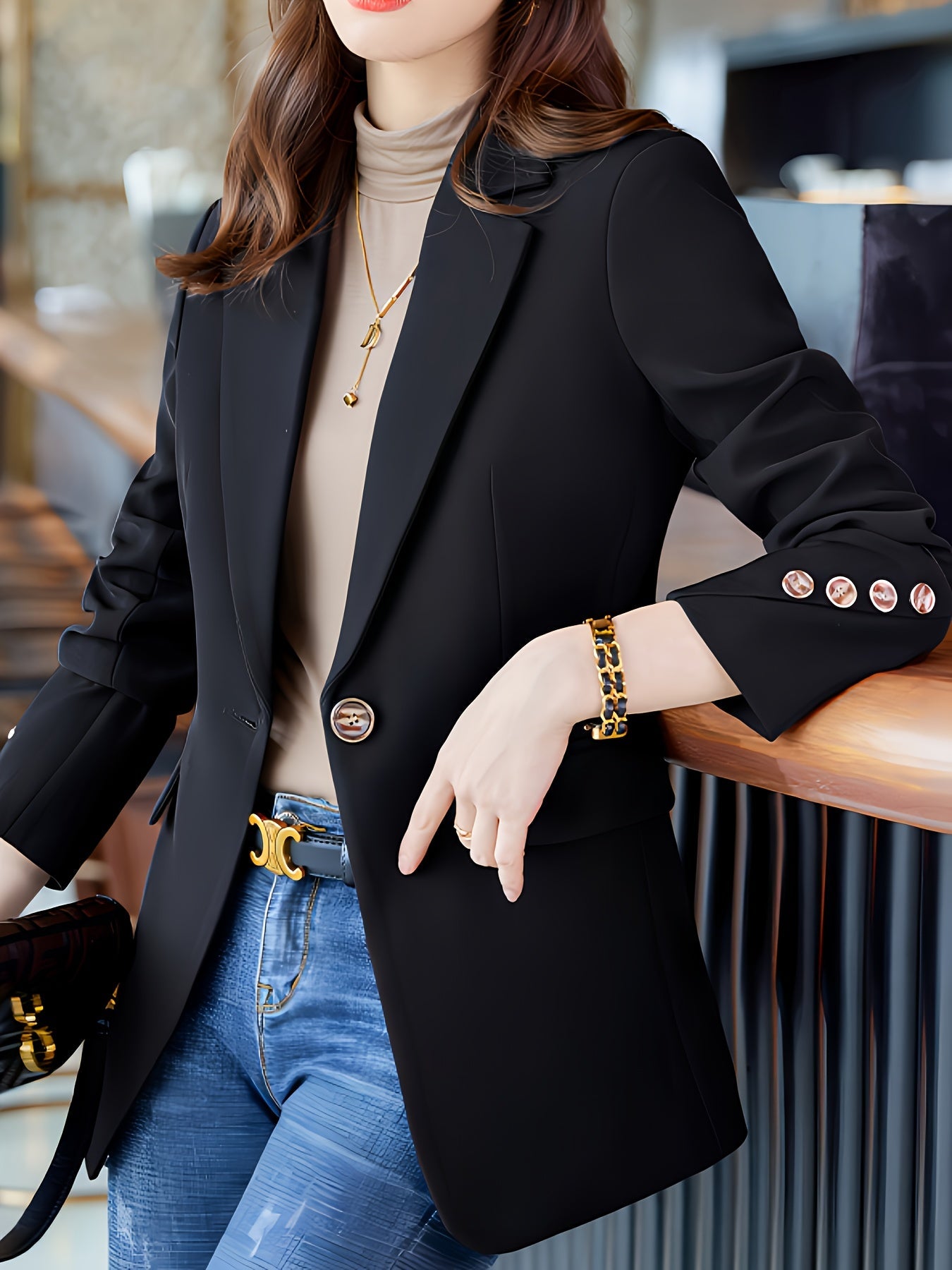 Stijlvol en veelzijdig: Ontdek de Perfecte Blazer voor Elke Gelegenheid! Luxe, duurzame katoenmix. Shop Nu. afbeelding 3