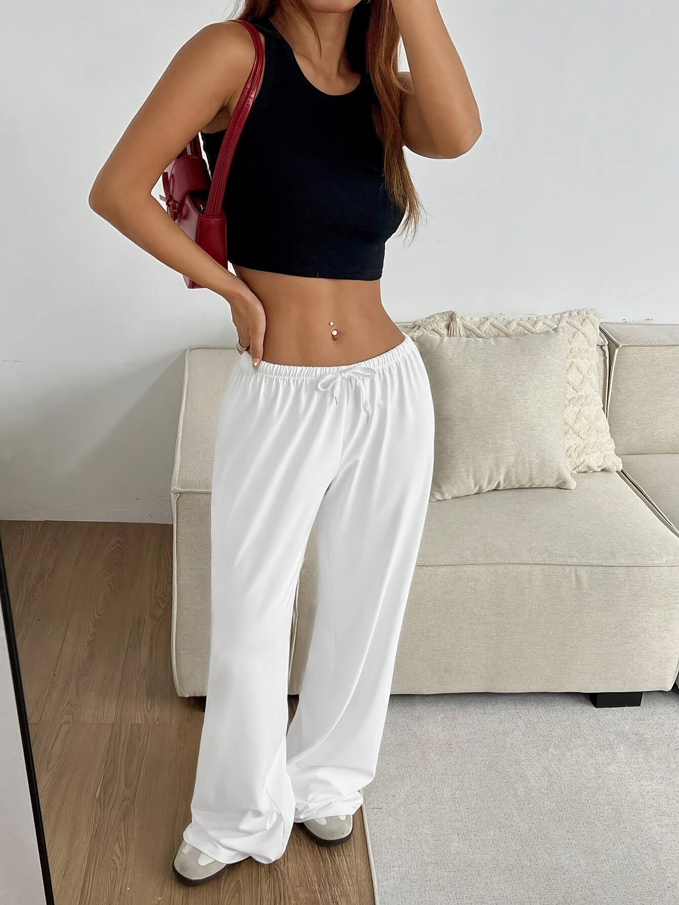 Vrouwelijke Casual Wijde Trainingsbroek | Comfortabele & Stijlvolle Pasvorm | Perfect voor Ontspannen Weekend of Casual Uitjes afbeelding 5