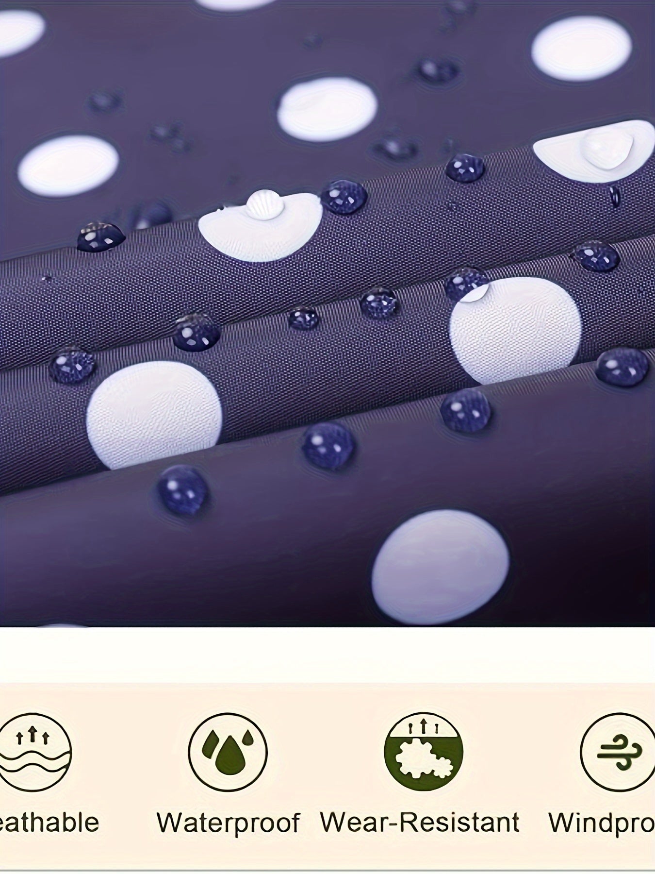 Stijlvolle Regenponcho-Jack: Klassieke Stippenprint van Katoenmix | Lente & Zomer Beschermd Tegen Regen | Lichtgewicht & Ademend met Ritssluiting afbeelding 6