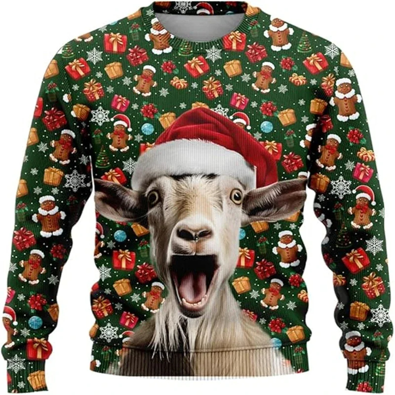 Niels | Feestelijke kersttrui met grappige geit en kerstmuts