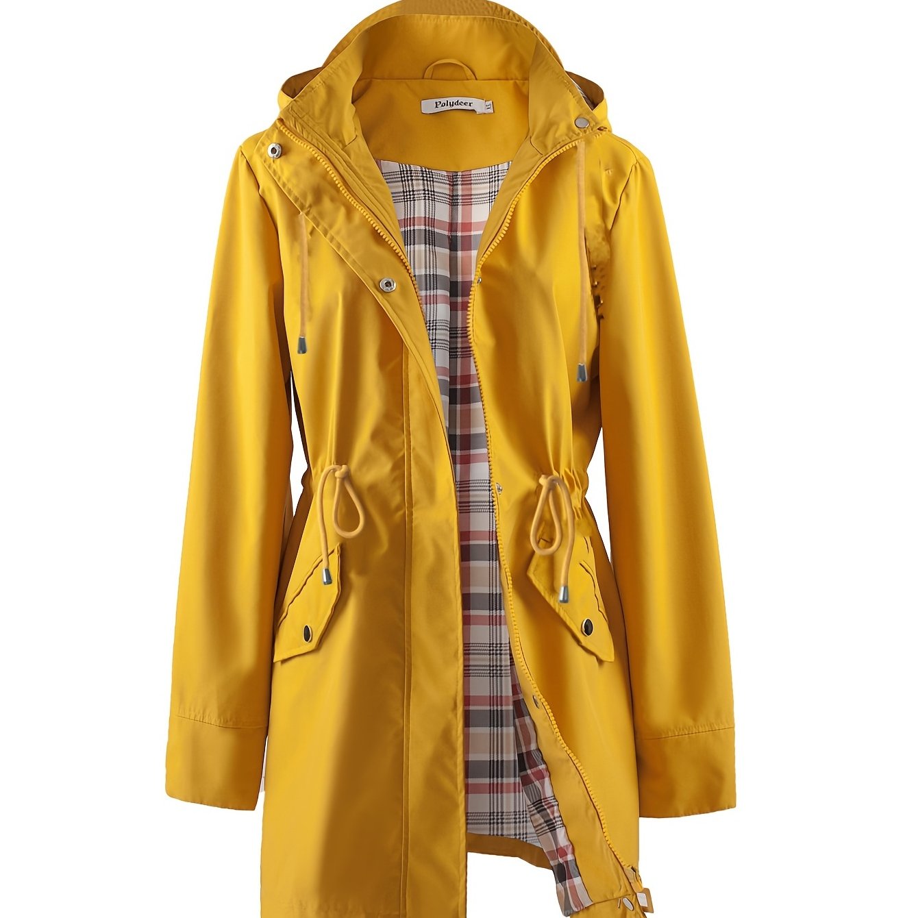 Casual jas met trekkoord taille en capuchon afbeelding 14