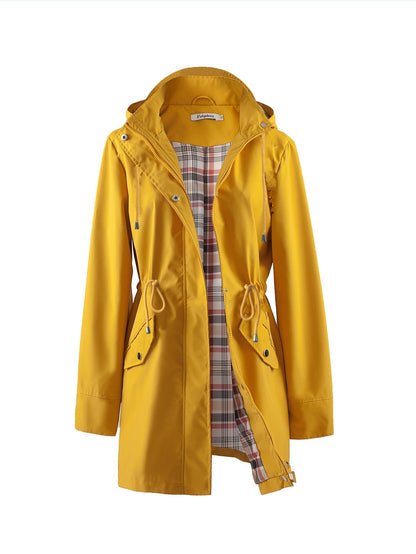 Casual jas met trekkoord taille en capuchon afbeelding 3
