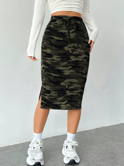 Camouflage Krijtstreep Rok met Split: Trendy & Comfortabel voor de Zomer afbeelding 3