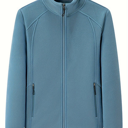 Pluche outdoor jas met staande kraag afbeelding 17