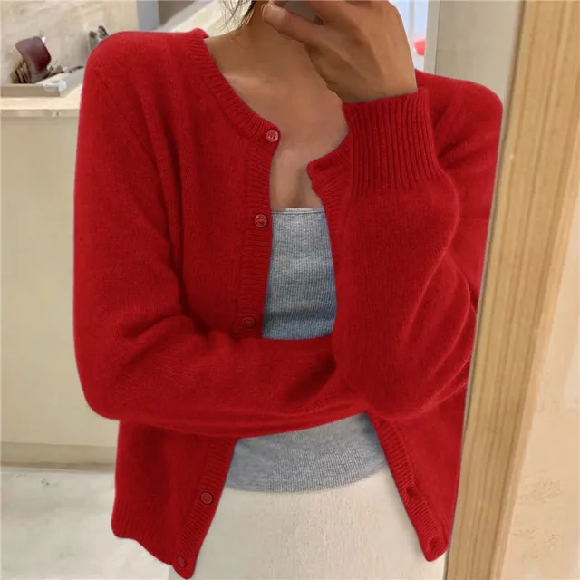 Emma | Effen kleur gebreid damesvest
