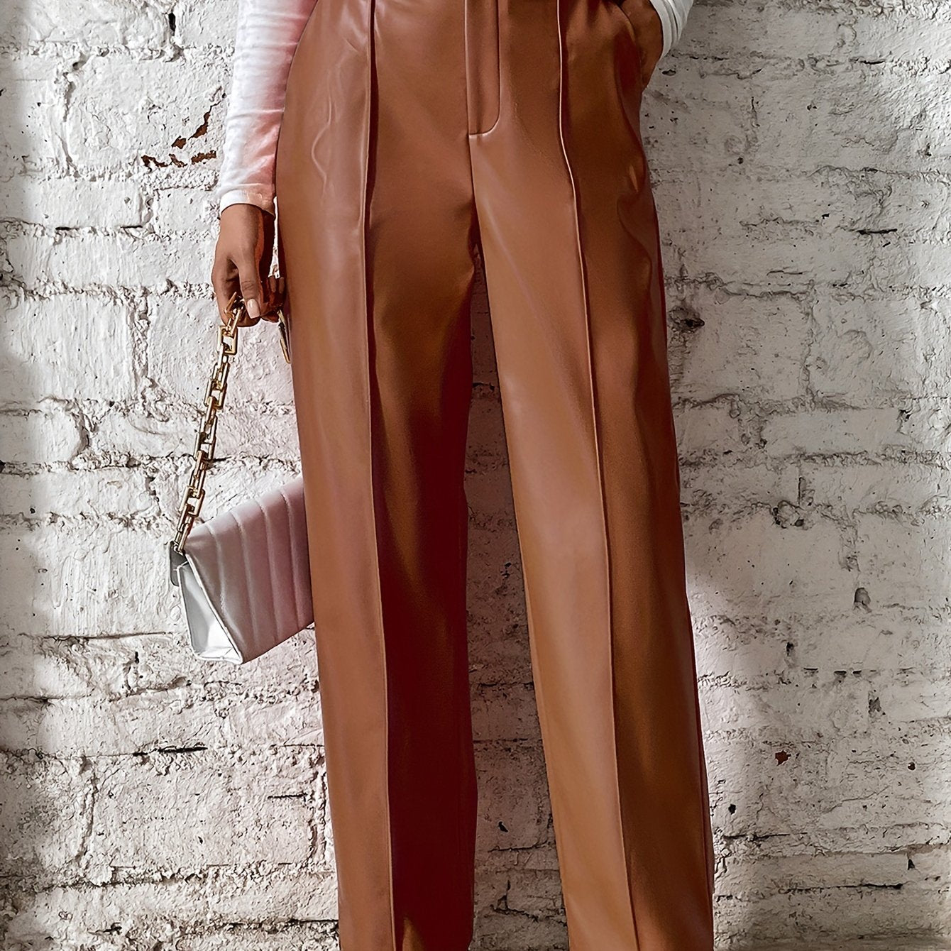 Stijlvolle hoge taille broek van katoenmix met luxe details | Perfect voor herfst en winter | Shop nu! afbeelding 14