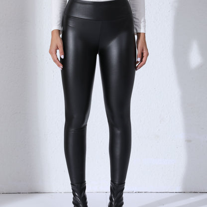 Stijlvolle en comfortabele PU-leer sportleggings voor herfst en winter buitenavonturen afbeelding 11