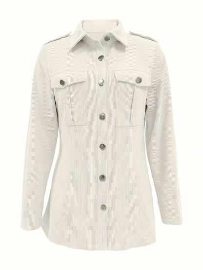 Stijlvolle dames corduroy blazer - Modieuze en functionele keuze. Met deze blazer van hoogwaardige katoenmix ben je chic én comfortabel gekleed in de herfst en winter. Ontdek de elegante details en praktische vlinderzakken! afbeelding 10