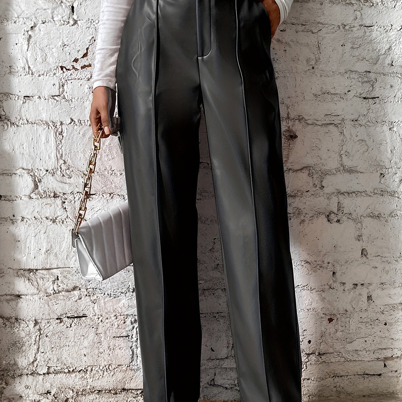 Stijlvolle hoge taille broek van katoenmix met luxe details | Perfect voor herfst en winter | Shop nu! afbeelding 12