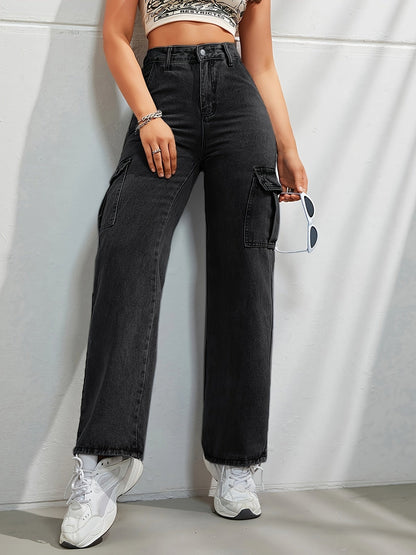 Stijlvolle en comfortabele denim cargobroek met wijde pijpen - Ideaal voor elke dag afbeelding 5