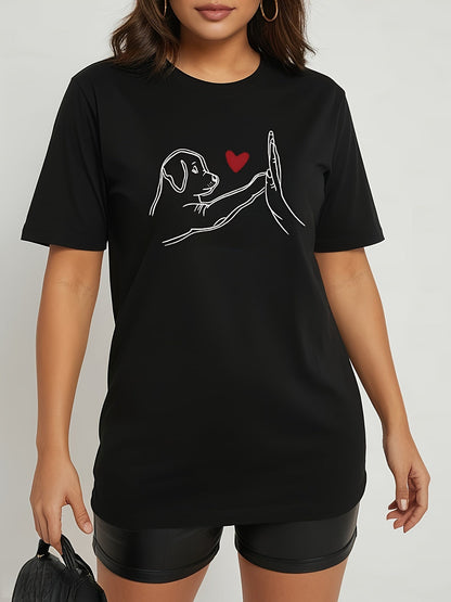Casual dames T-shirt met hondprint afbeelding 3