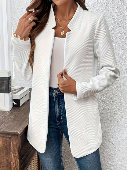 Trendy open front blazer van katoenmix: perfect voor lente & herfst! afbeelding 4
