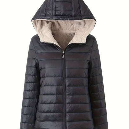 Warme puffy jas met rits en imitatiefbont voering | Stijlvol en comfortabel | Voor herfst en winter afbeelding 11