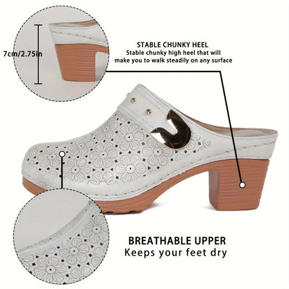 Stijlvolle Bloemen Mules met Hoge Hakken - Elegantie en Comfort in één | Shop Nu! afbeelding 2