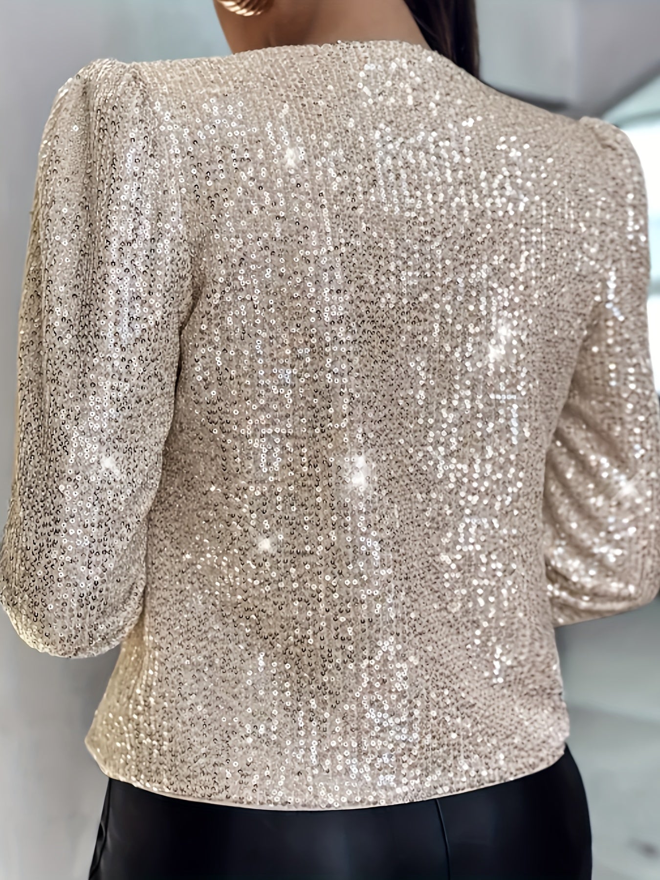 Elegante slim fit pailletten blazer voor lente & herfst afbeelding 3