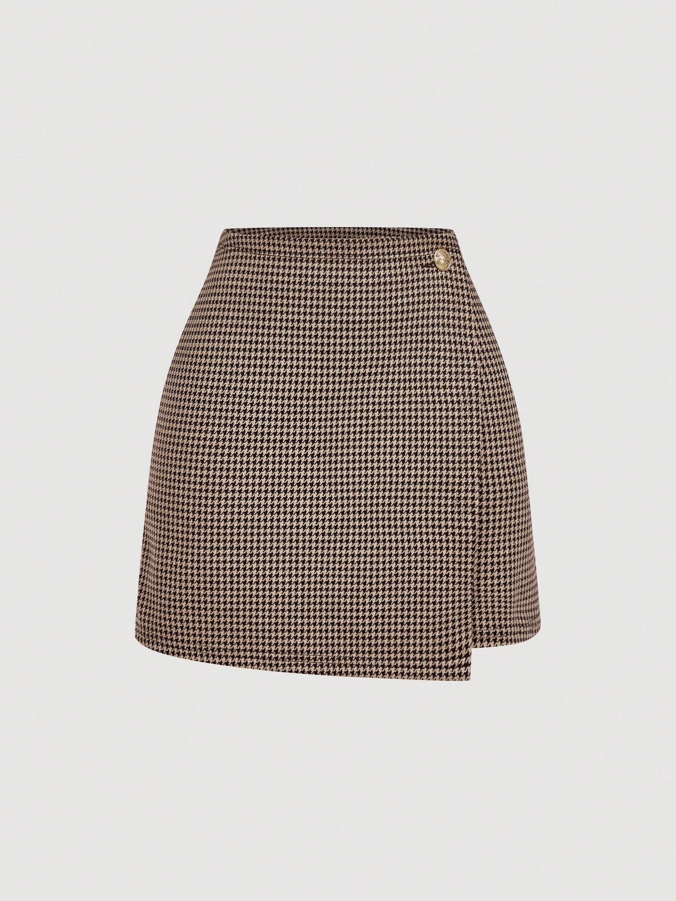 A-lijn minirok met pied-de-poule print en hoge taille voor casual feestgelegenheden dames-1