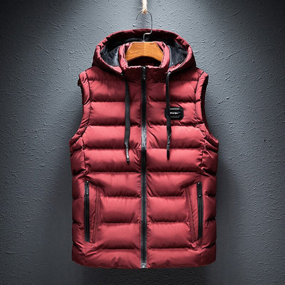 Emiel | Lange bodywarmer met capuchon voor heren