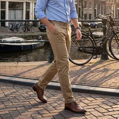 Luuk | heren stretch geklede broek in effen kleur