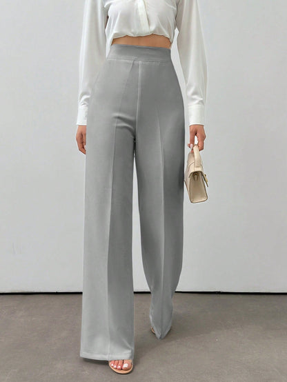 Hoog getailleerde broek met flare pijpen en elastische taille voor dagelijks gebruik, dames-21