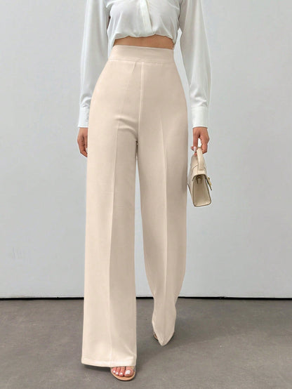 Hoog getailleerde broek met flare pijpen en elastische taille voor dagelijks gebruik dames-9