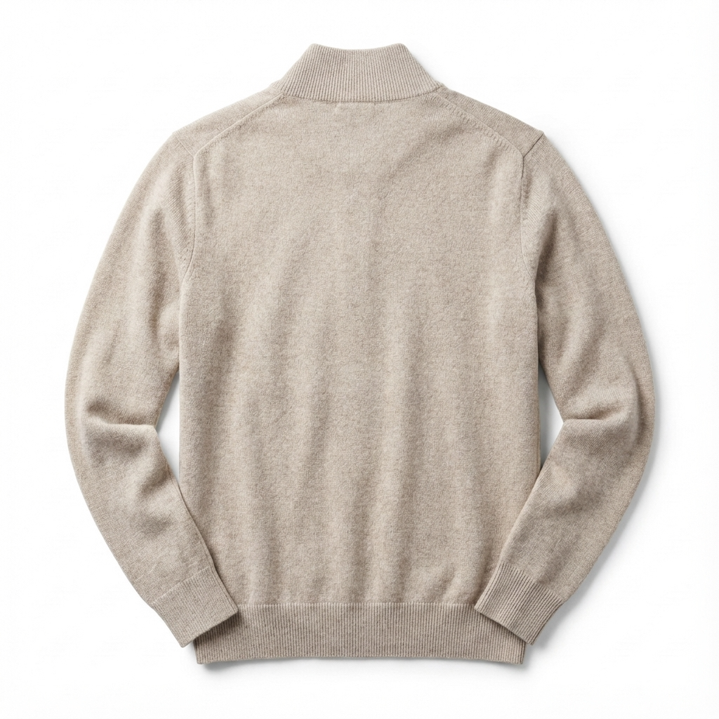 Merino V-hals trui met rits