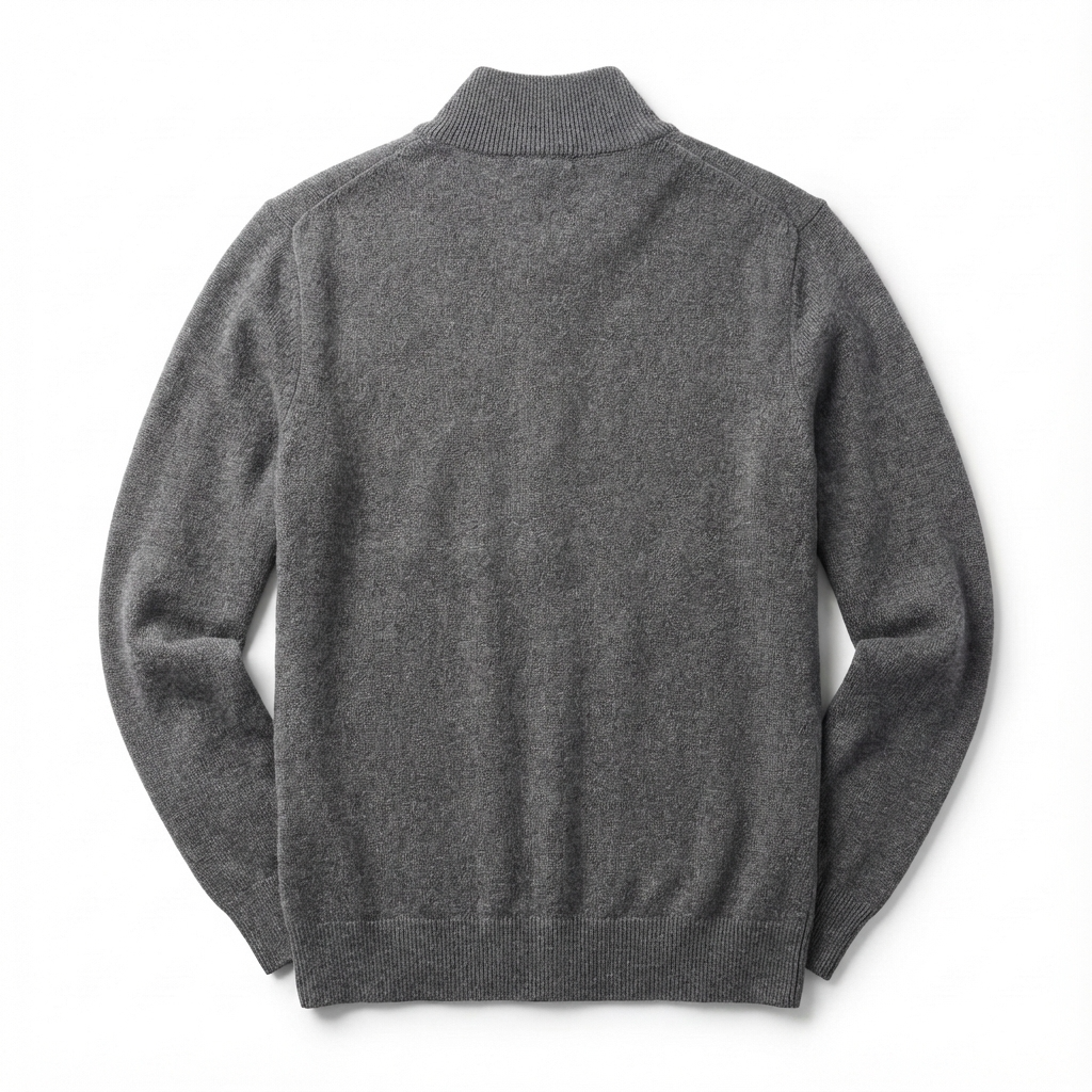 Merino V-hals trui met rits