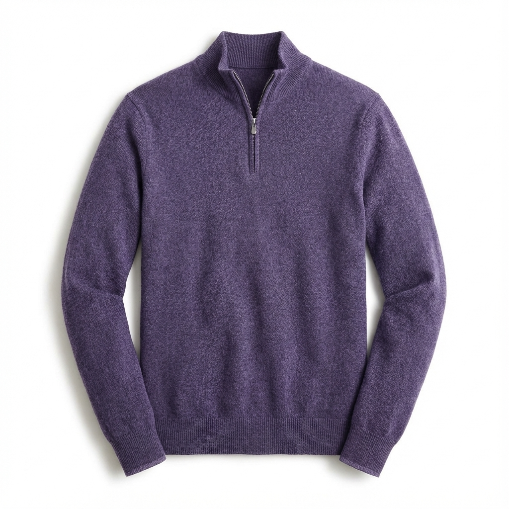 Merino V-hals trui met rits