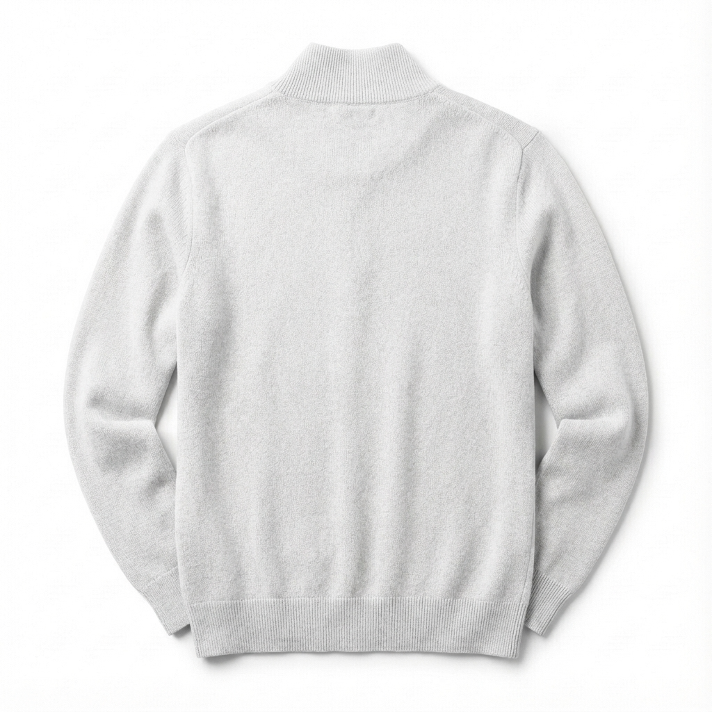 Merino V-hals trui met rits