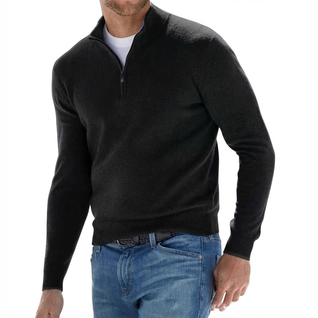 Merino V-hals trui met rits