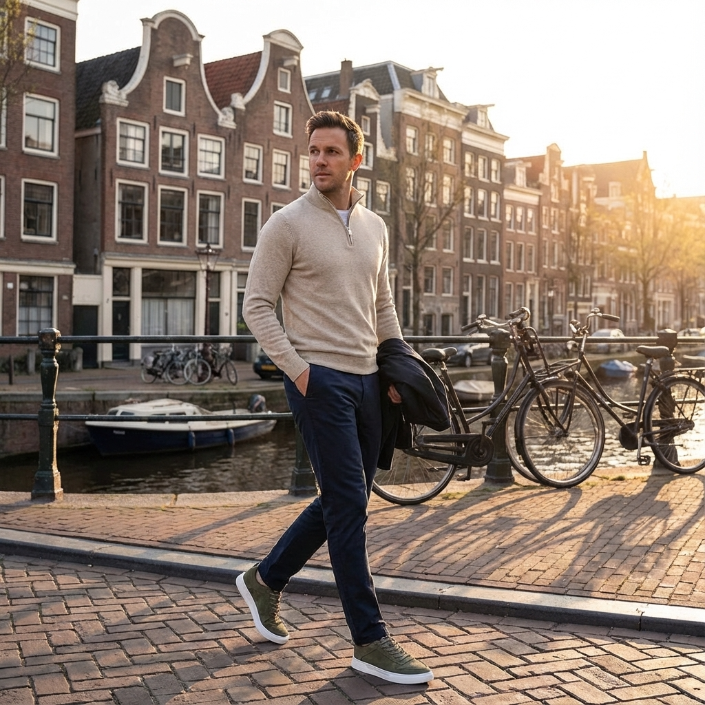 Merino V-hals trui met rits