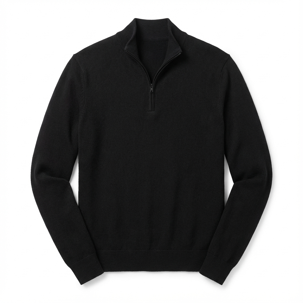 Merino V-hals trui met rits