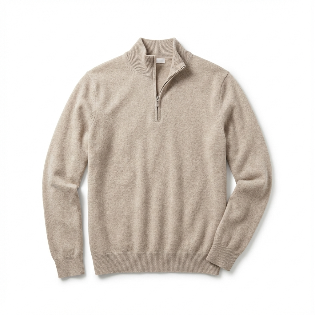 Merino V-hals trui met rits