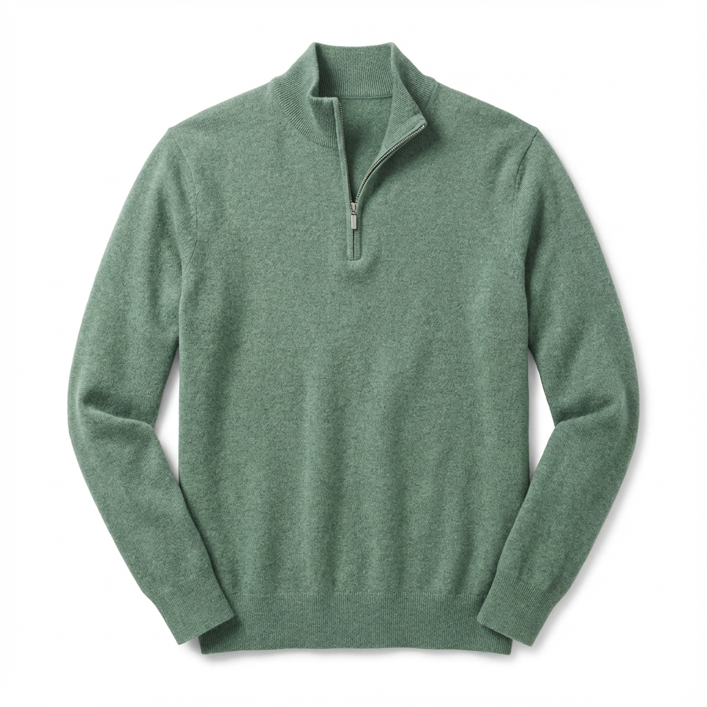 Merino V-hals trui met rits