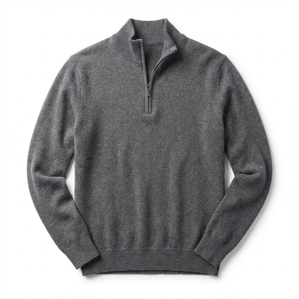 Merino V-hals trui met rits