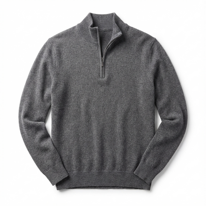 Merino V-hals trui met rits