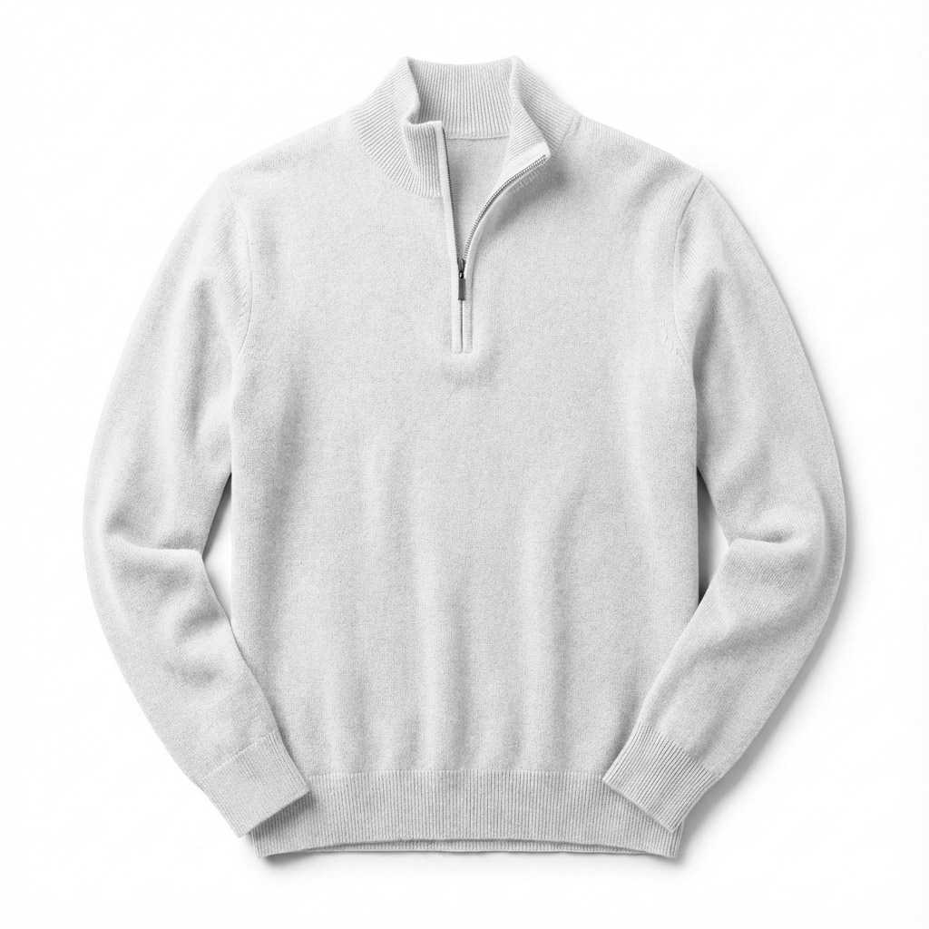 Merino V-hals trui met rits