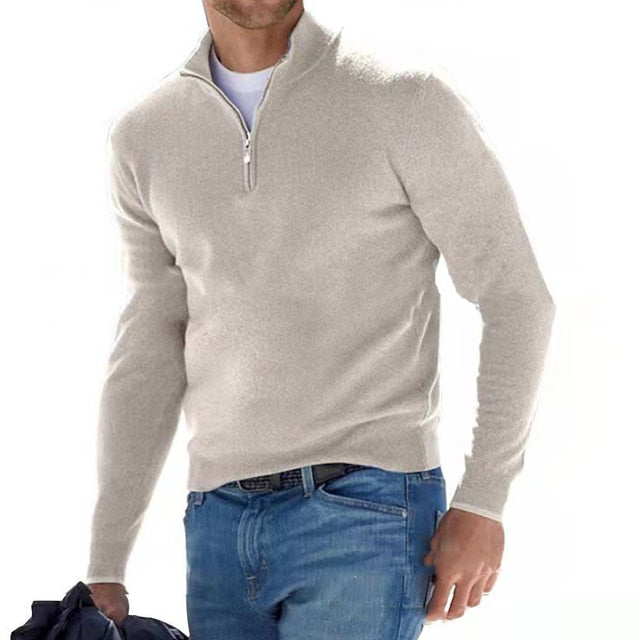 Ga naar de collectie Hugo Trui | Merino V-hals trui met rits Farromode afbeelding 1