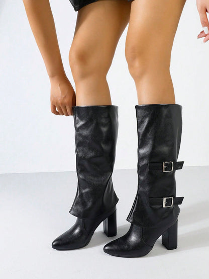 Overknee laarzen met chunky hak en zijrits voor een elegante look in de winter dames-25