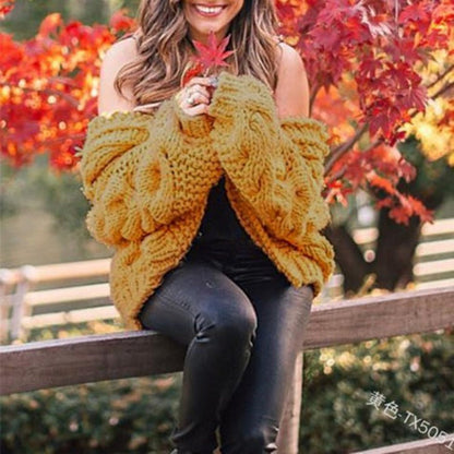 Oversized cardigan met grof kabelbreiwerk in luxe wolmix voor casual gelaagde looks, dames-8