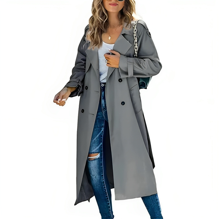 Trenchcoat met knoopsluiting en gestroomlijnd silhouet voor dagelijks gebruik, dames-11