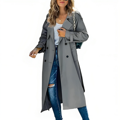 Trenchcoat met knoopsluiting en gestroomlijnd silhouet voor dagelijks gebruik, dames-11